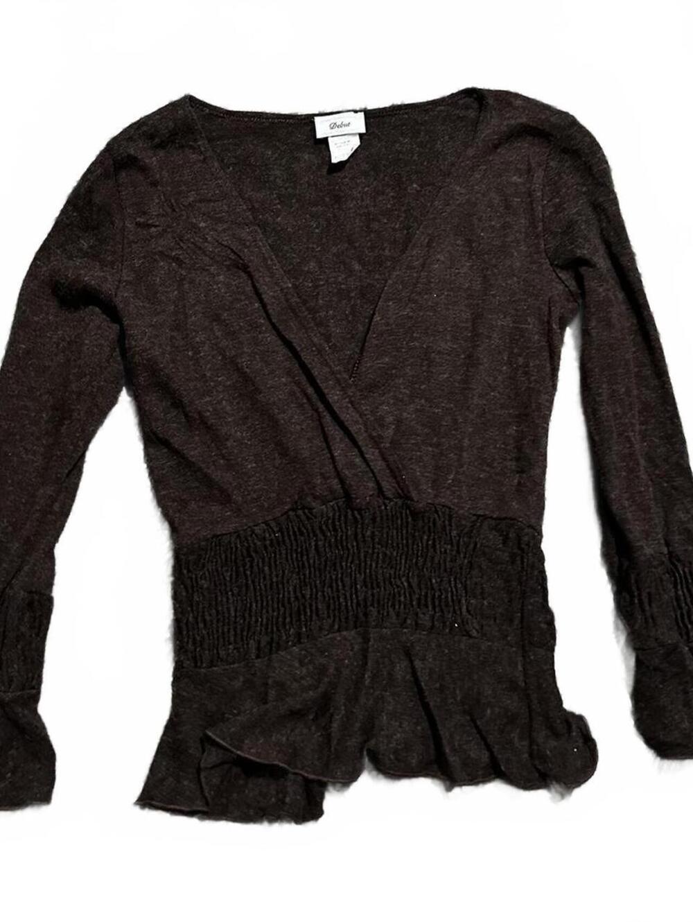 Y2K Debut Brand Chocolate Brown Long Sleeve  knit Top Size M